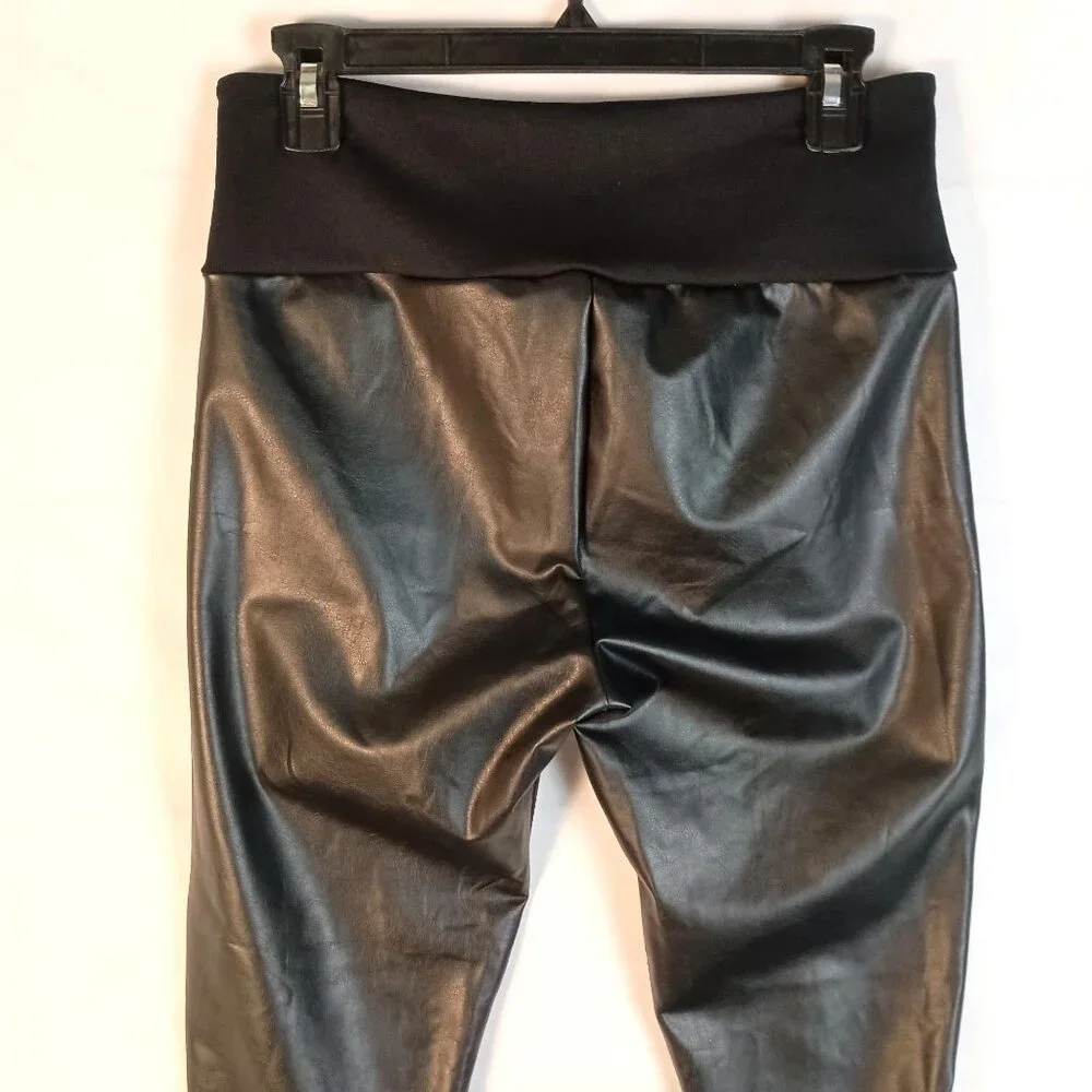 Assets by Spanx Black Faux Leather Ankle Leggings High Waist L - Picture 5 of 6